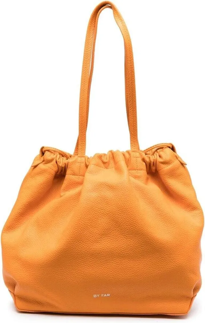 Orange Oslo Drawstring Tote Bag In Grain Leather Woman