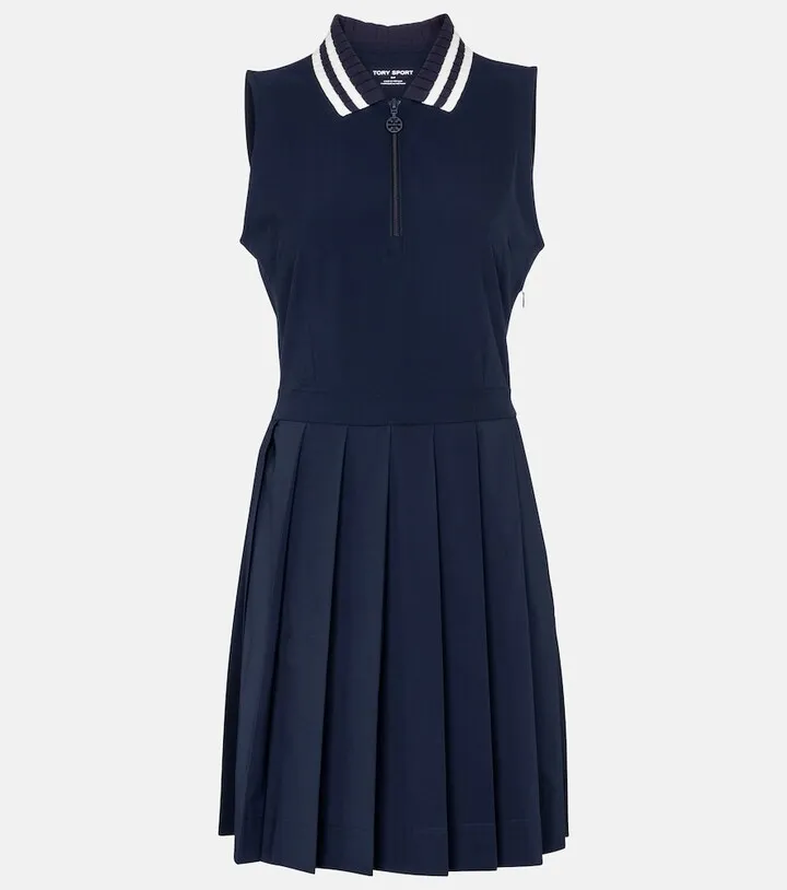 Pleated jersey tennis minidress