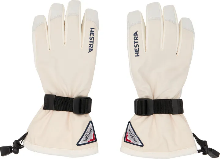 Hestra Off-White Powder Gauntlet Gloves