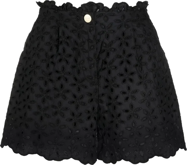 Floral-Motif Perforated Shorts