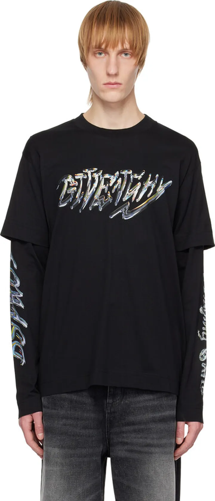 Givenchy Black Double Layer Long Sleeve T-Shirt