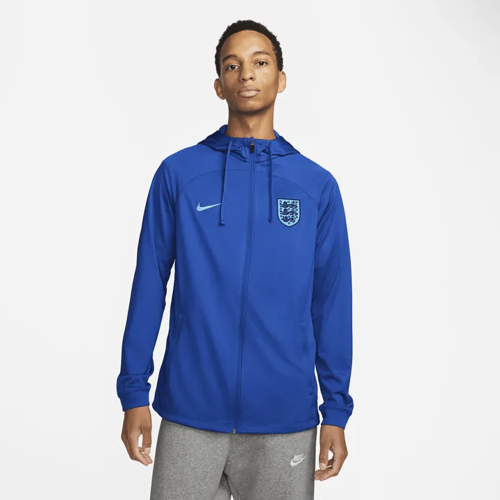 England Strike Nike Men's Dri-FIT Hooded Soccer Track Jacket in Blue
