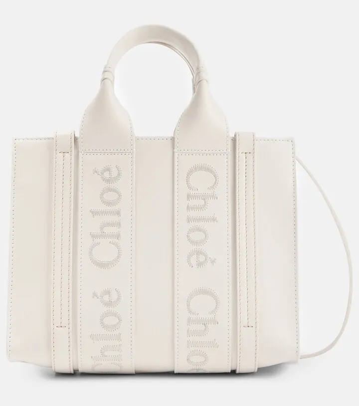 Woody Small leather tote bag