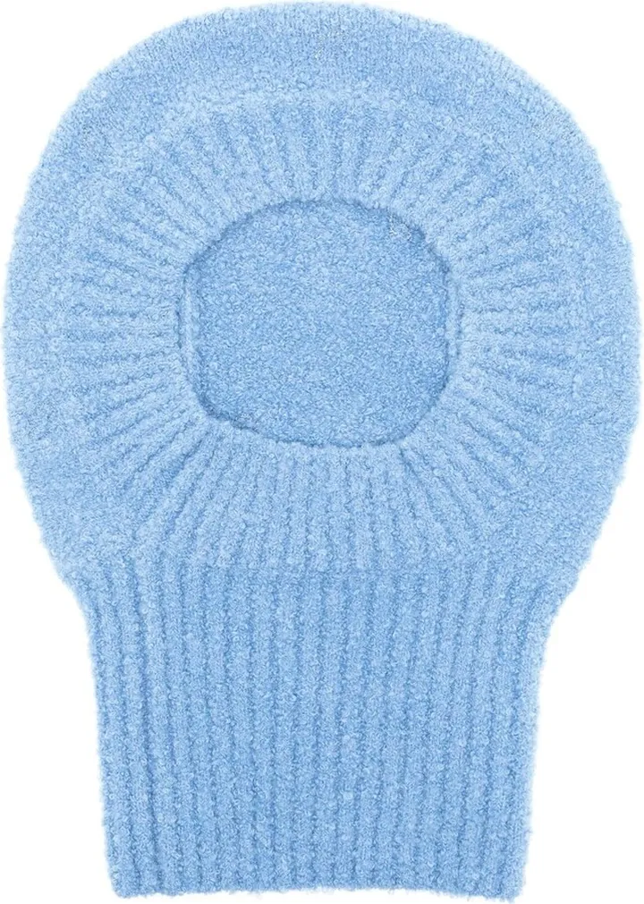 Blue Ribbed Knitted Balaclava