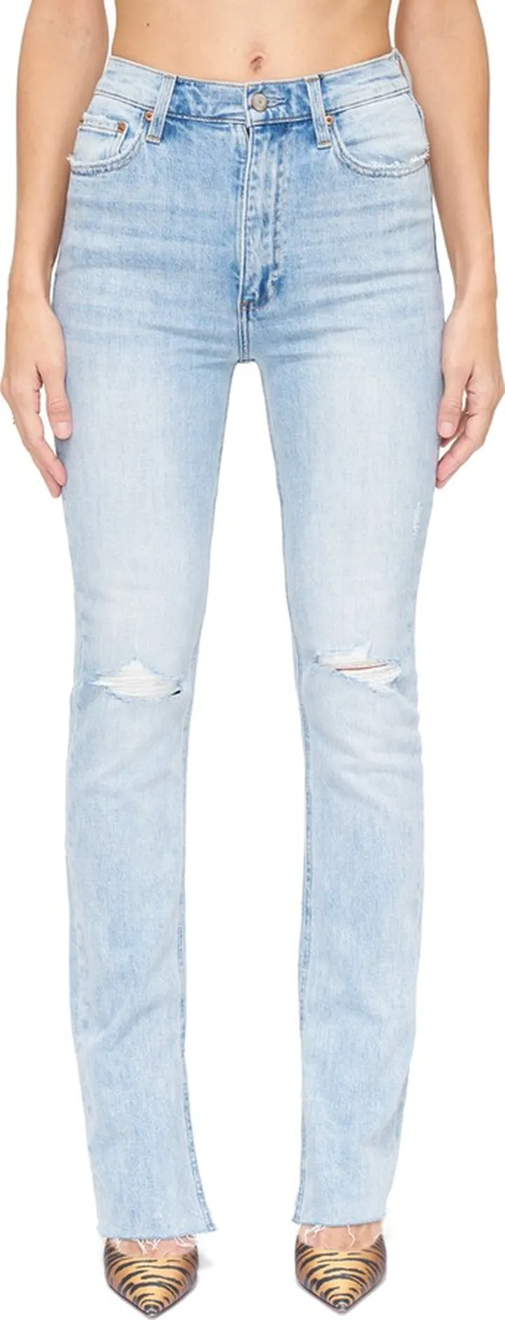 Colleen Slit Hem High Waist Slim Bootcut Jeans