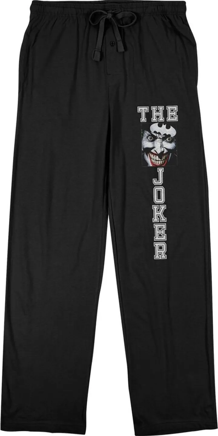 Batman Joker Face And Batman Logo Men’s Black Sleep Pajama Pants-XX-Large