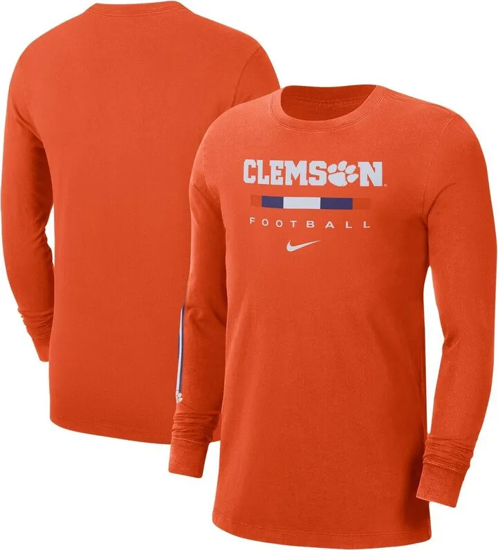Men's Orange Clemson Tigers Word Long Sleeve T-shirt