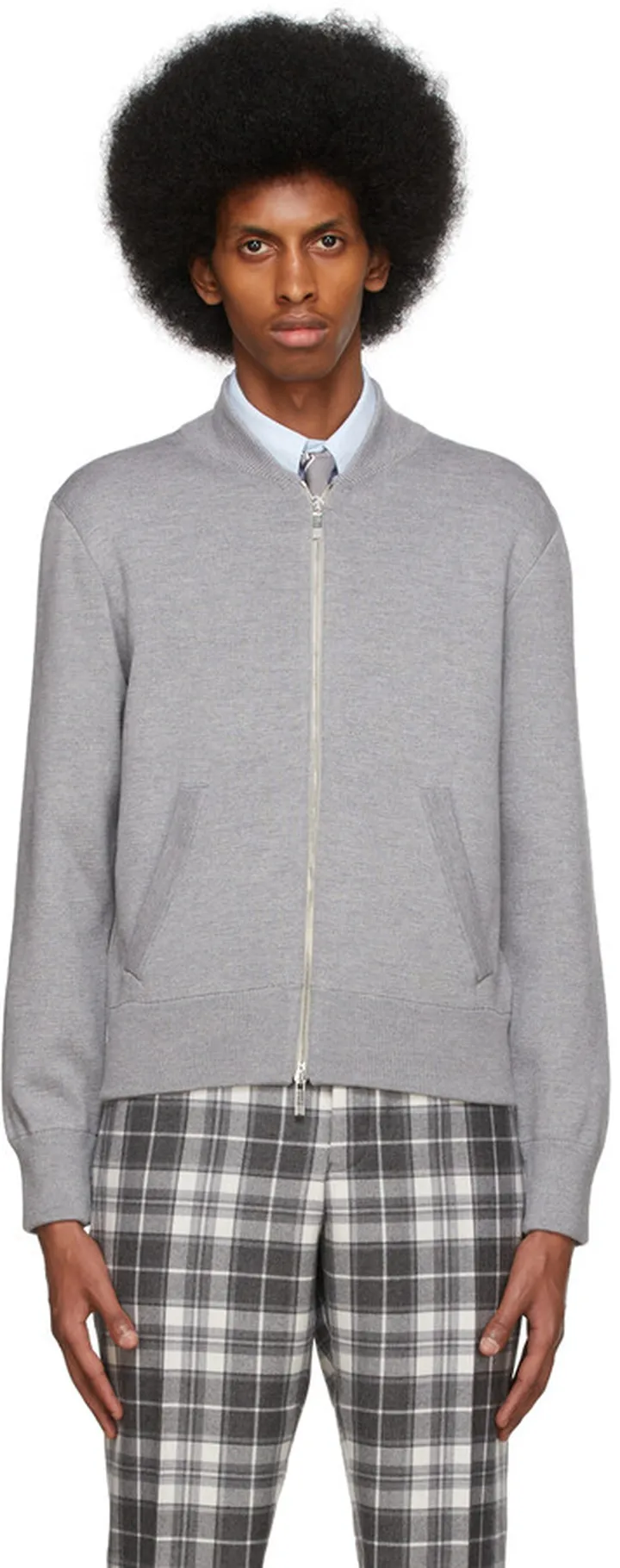 Thom Browne Grey Milano Bomber Jacket
