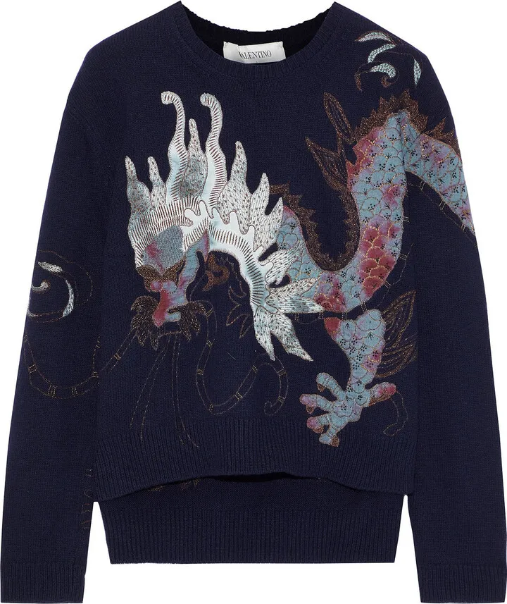 Embellished wool and cashmere-blend sweater