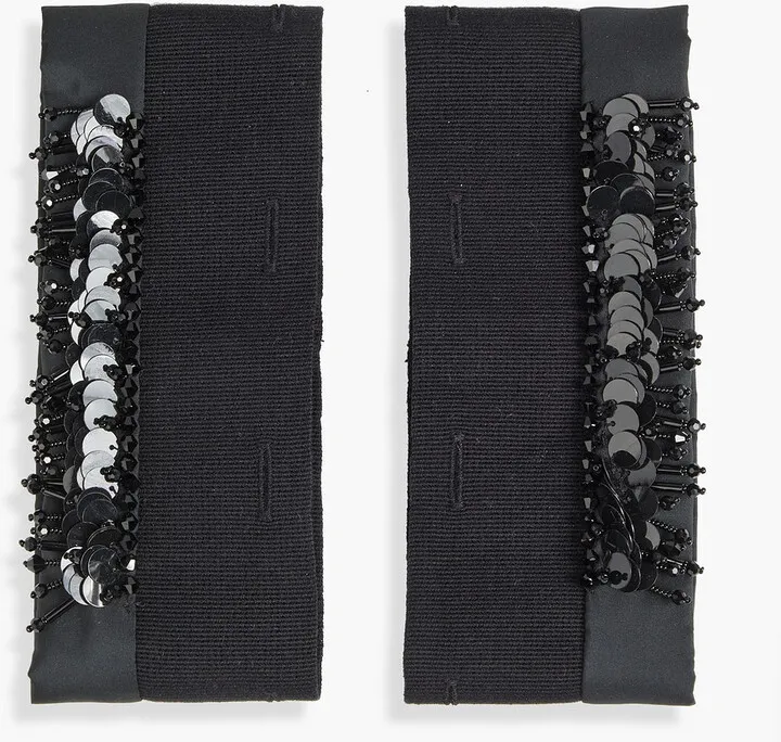 Taffeta-trimmed embellished padded shell cuffs