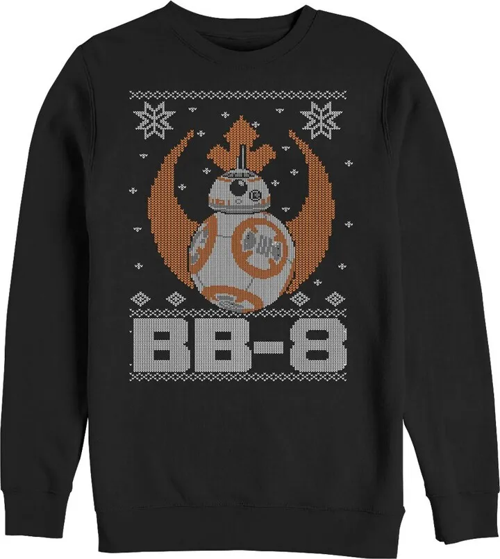Men's Star Wars The Force Awakens Ugly Christmas BB-8 Snow Sweatshirt - Black - X Large