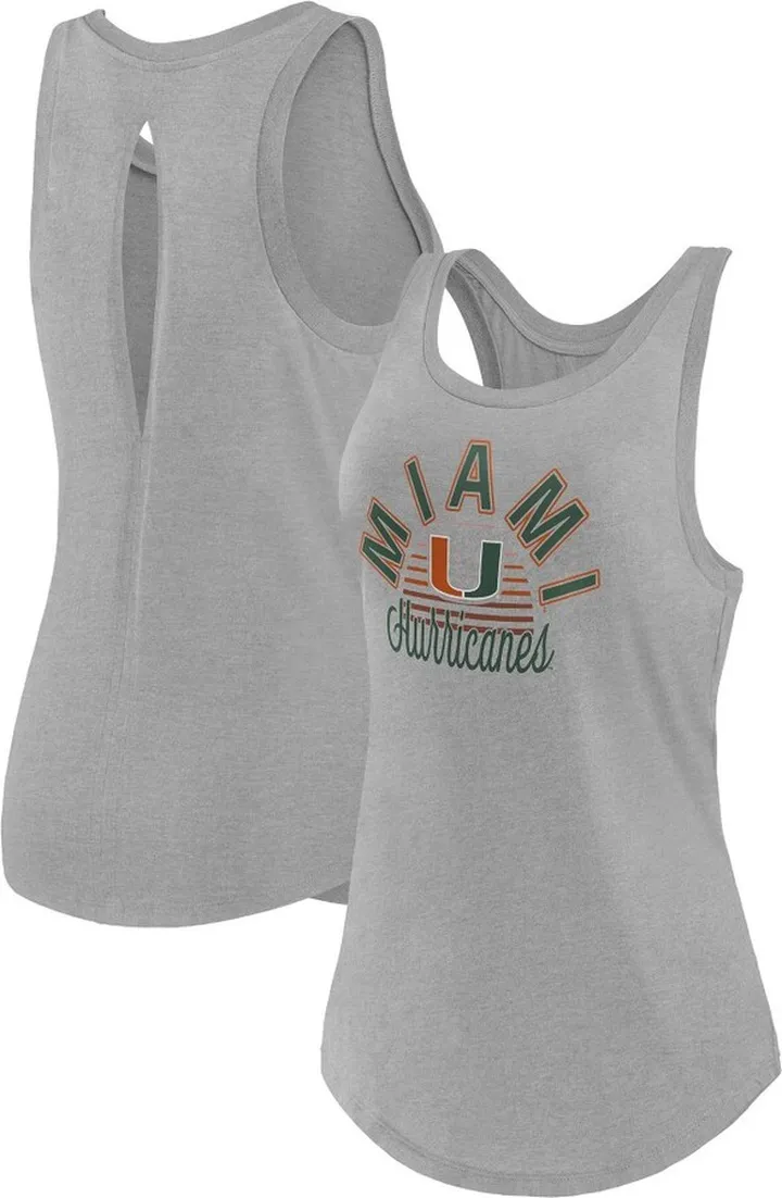 NCAA Miami Hurricanes Women's Gray Key Hole Tank Top - XXL