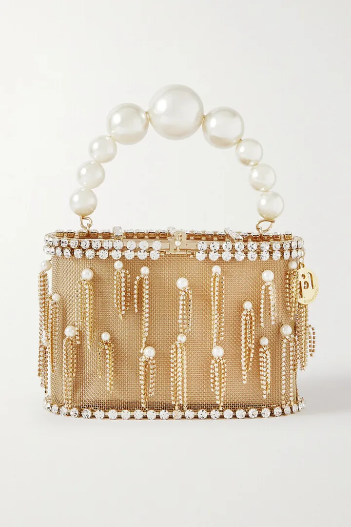 Rosantica - Holli Stelline Fringed Embellished Gold-tone Bucket Bag - Ivory