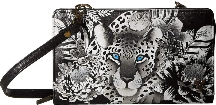 Anuschka Cell Phone Crossbody Wallet 1149 (Cleopatra's Leopard) Handbags