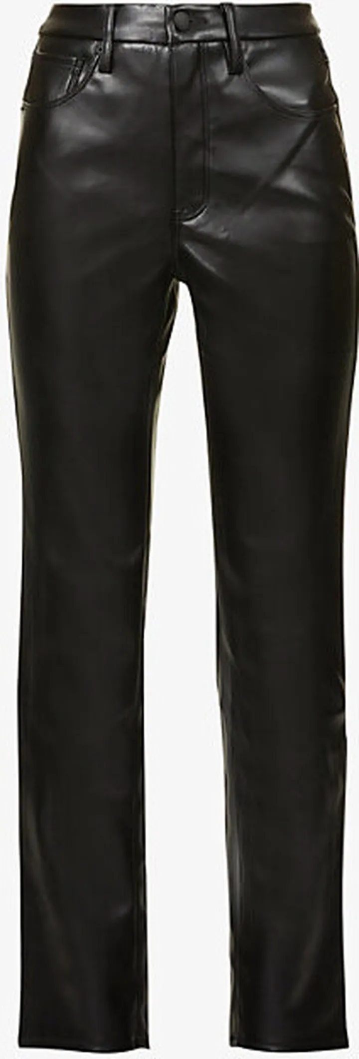 Womens BLACK001 Good 90s Icon Straight-leg High-rise Faux Leather Jeans