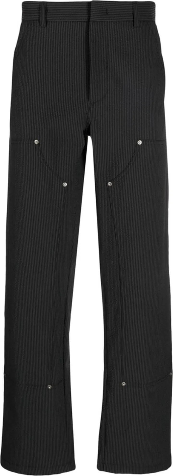 Stripe-Pattern Straight-Leg Trousers