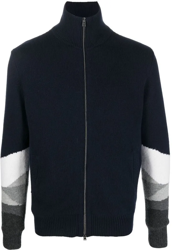 Intarsia-Knit Zipped Jumper