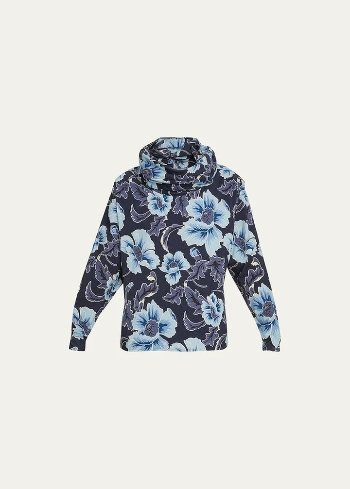 Floral Long-Sleeve Turtleneck Top