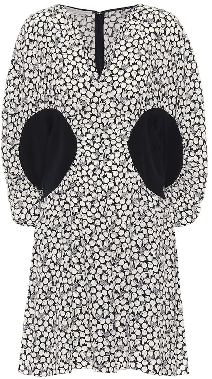 Reina printed silk crepe minidress