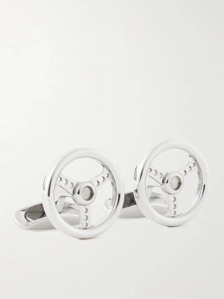 Racing Steering Wheel Stainless Steel Cufflinks