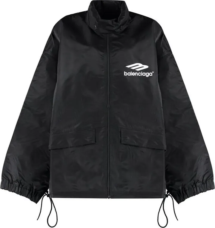 Balenciaga Logo Printed Drawstring Windbreaker