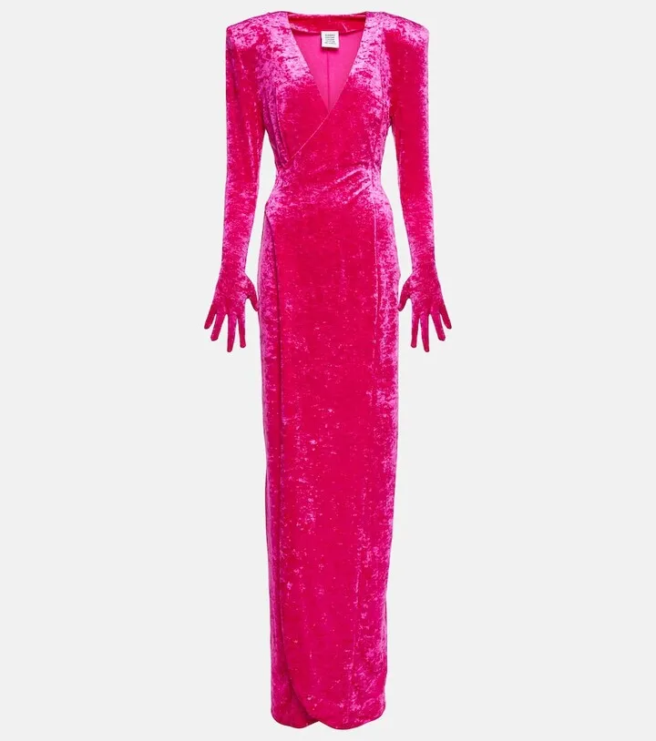 Diva gloves velvet maxi dress