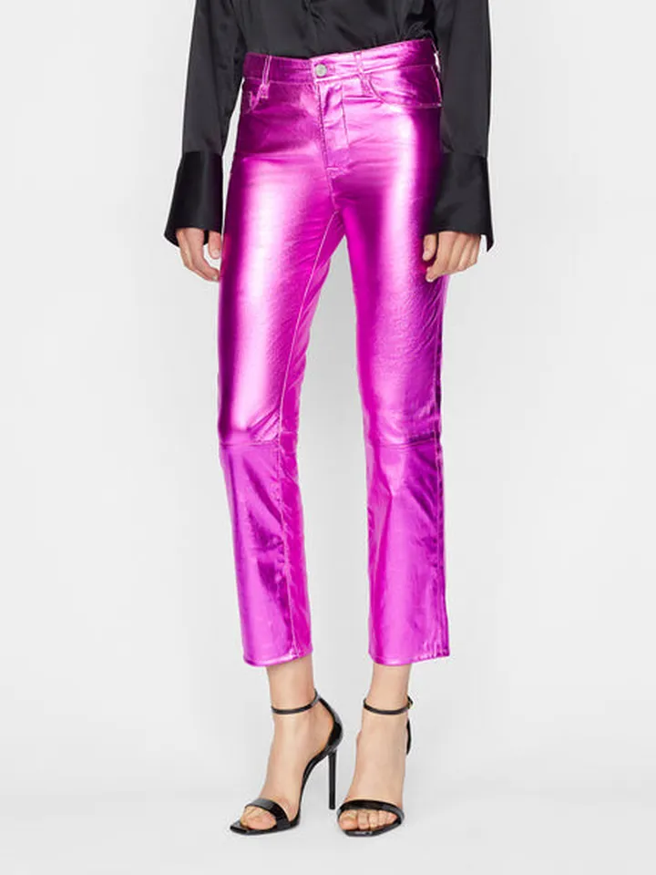 Leather Le High Straight Metallic Magenta