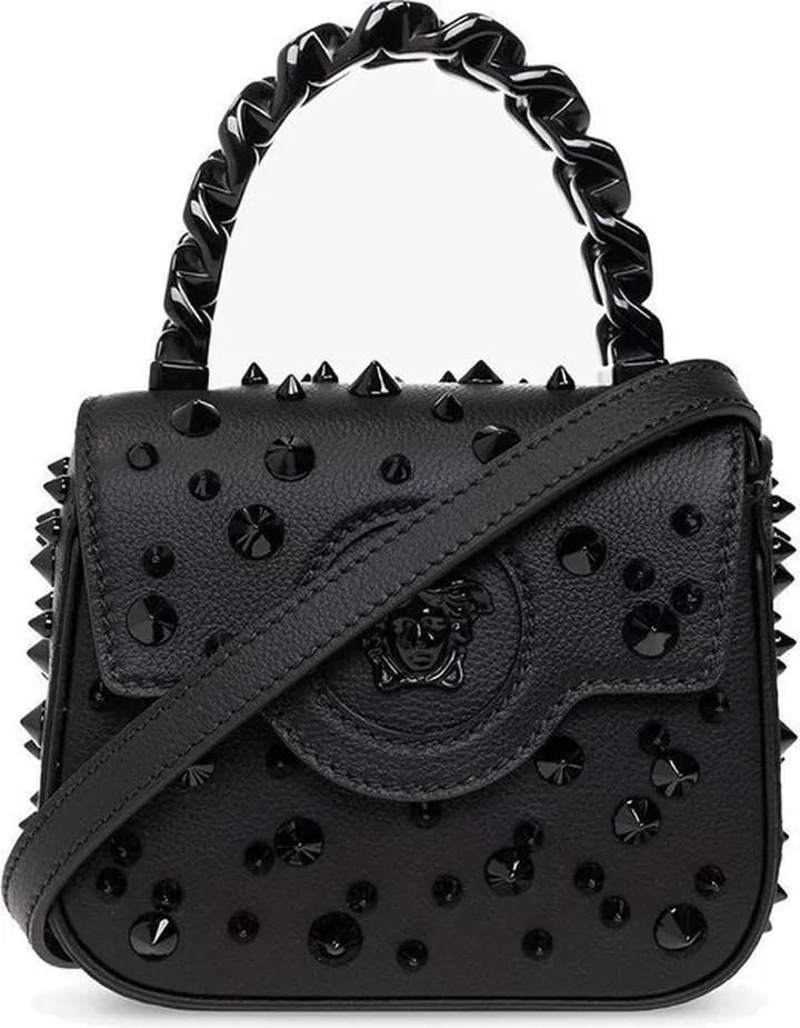 Versace Medusa Head Plaque Embellished Tote Bag