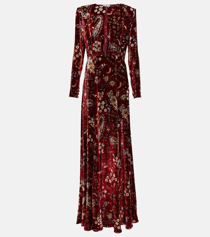 Paisley keyhole velvet gown