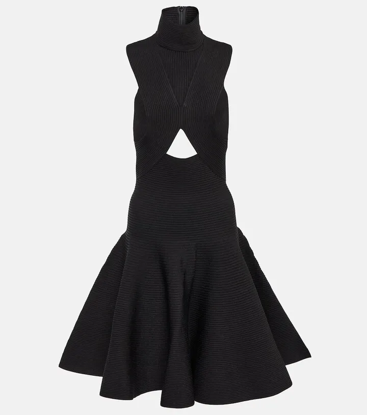 Cutout high-neck minidress