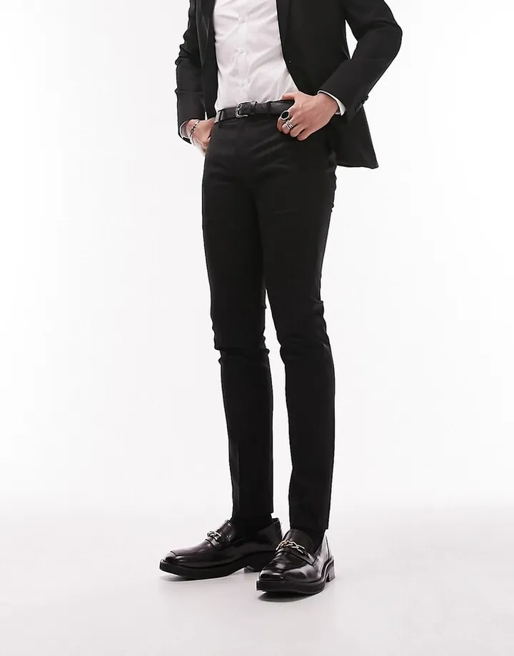 Topman super skinny tux suit pants in black