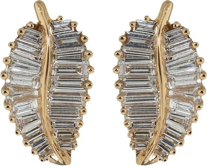 18kt Rose Gold Classic Palm Leaf Diamond Studs