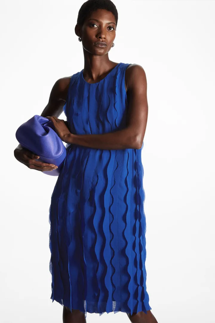 Laser-Cut Ruffled Dress