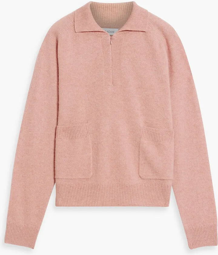 Mélange cashmere half-zip sweater
