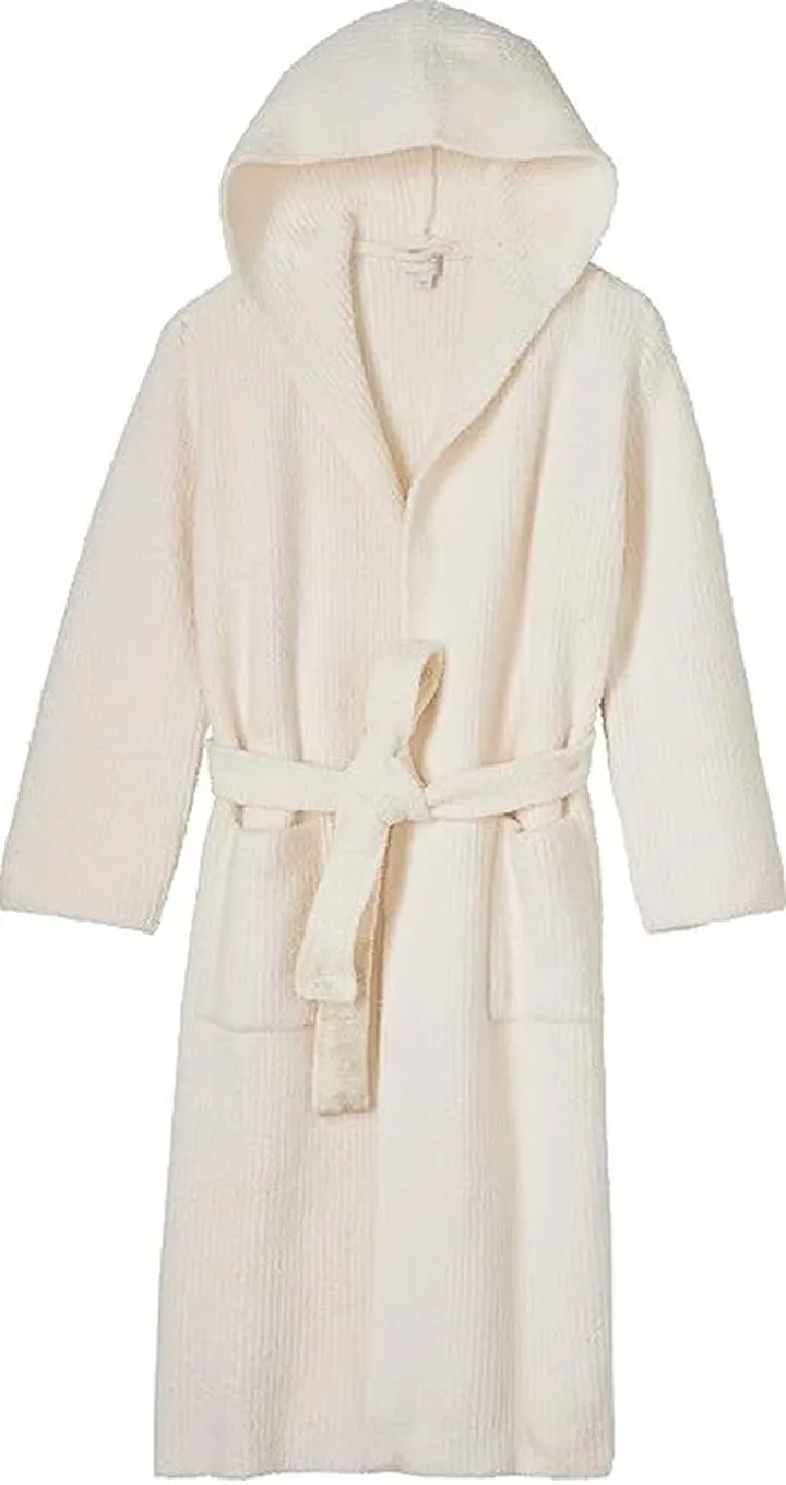 Barefoot Dreams CozyChic(r) Ribbed Hooded Robe (Cream) Women's Robe