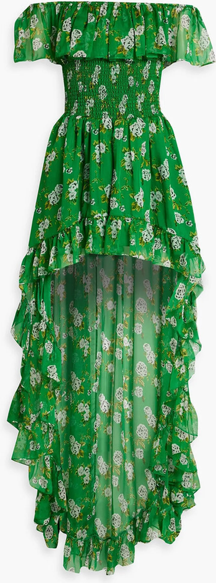 Ambrosia off-the-shoulder floral-print silk-chiffon dress