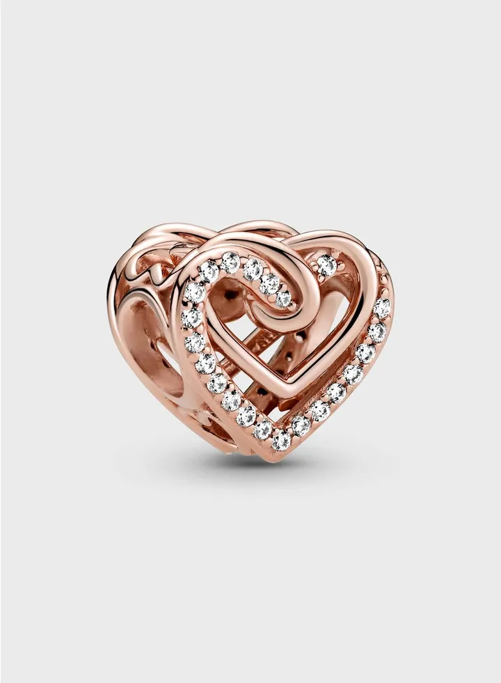 Sparkling Entwined Hearts Charm