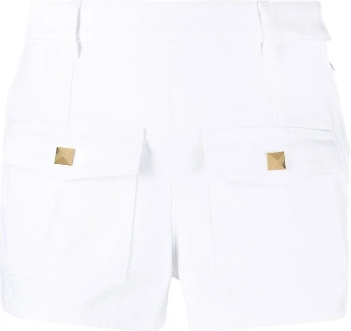 VLogo stud denim shorts
