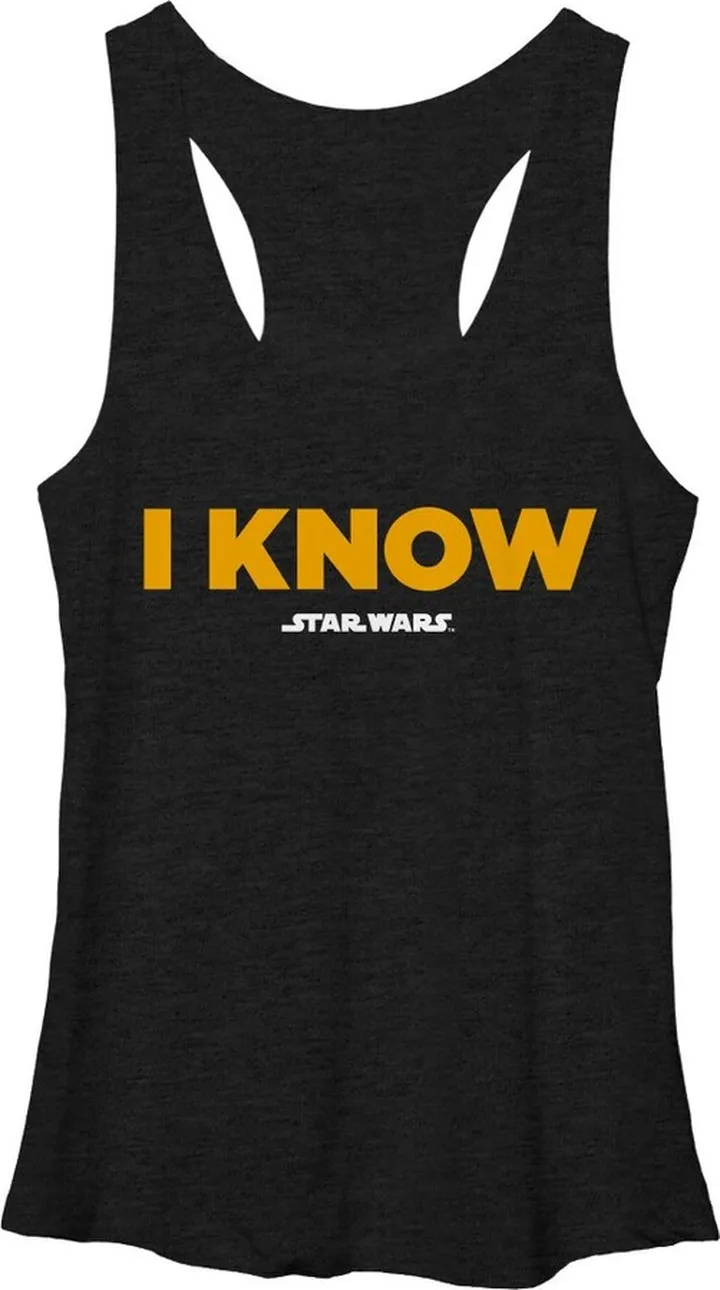 Women's Star Wars Han Solo I Know Racerback Tank Top - Black Heather - X Large