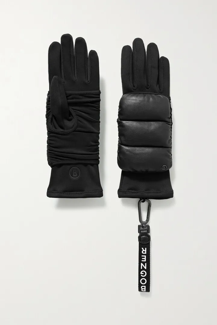 Bogner - Touch Quilted Leather And Tech-jersey Ski Gloves - Black