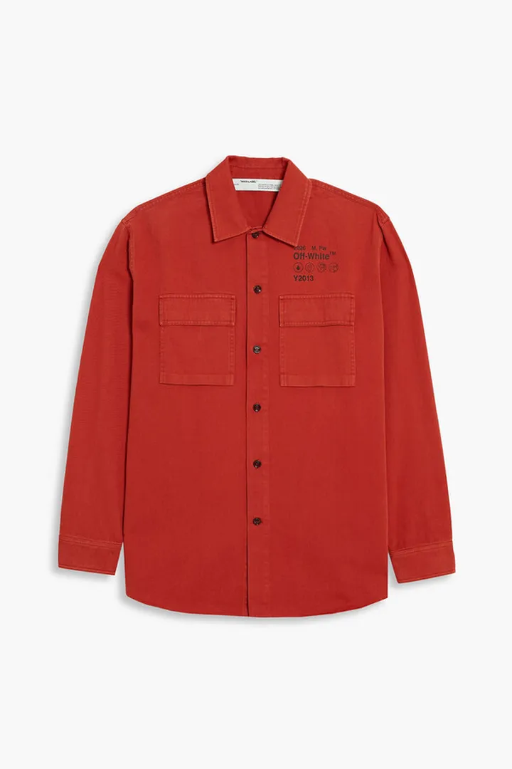 Logo-print cotton-gabardine shirt