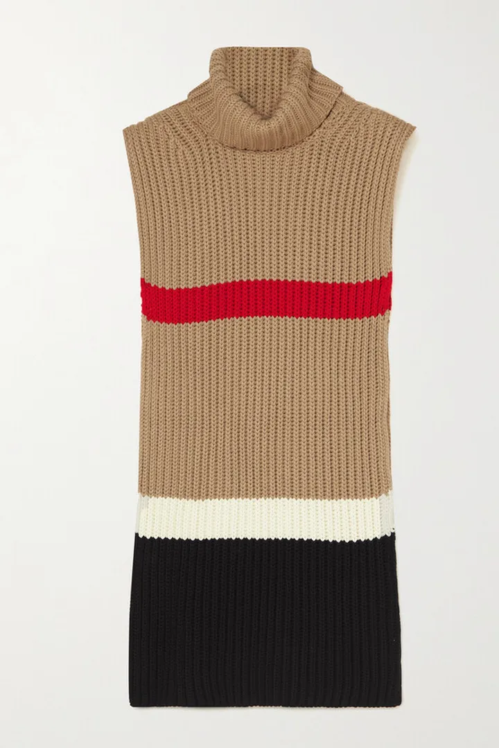 Burberry - Striped Cashmere-blend Tunic - Neutrals