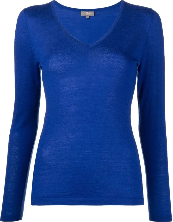 fine-knit V-neck sweater
