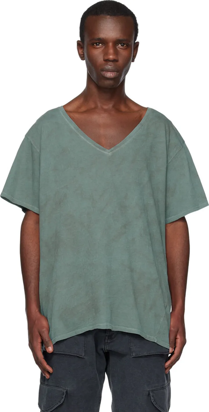 Greg Lauren Blue V-Neck T-Shirt