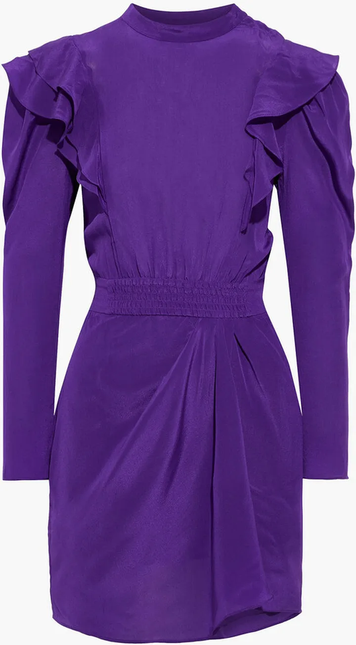 Ruffle-trimmed silk crepe de chine mini dress