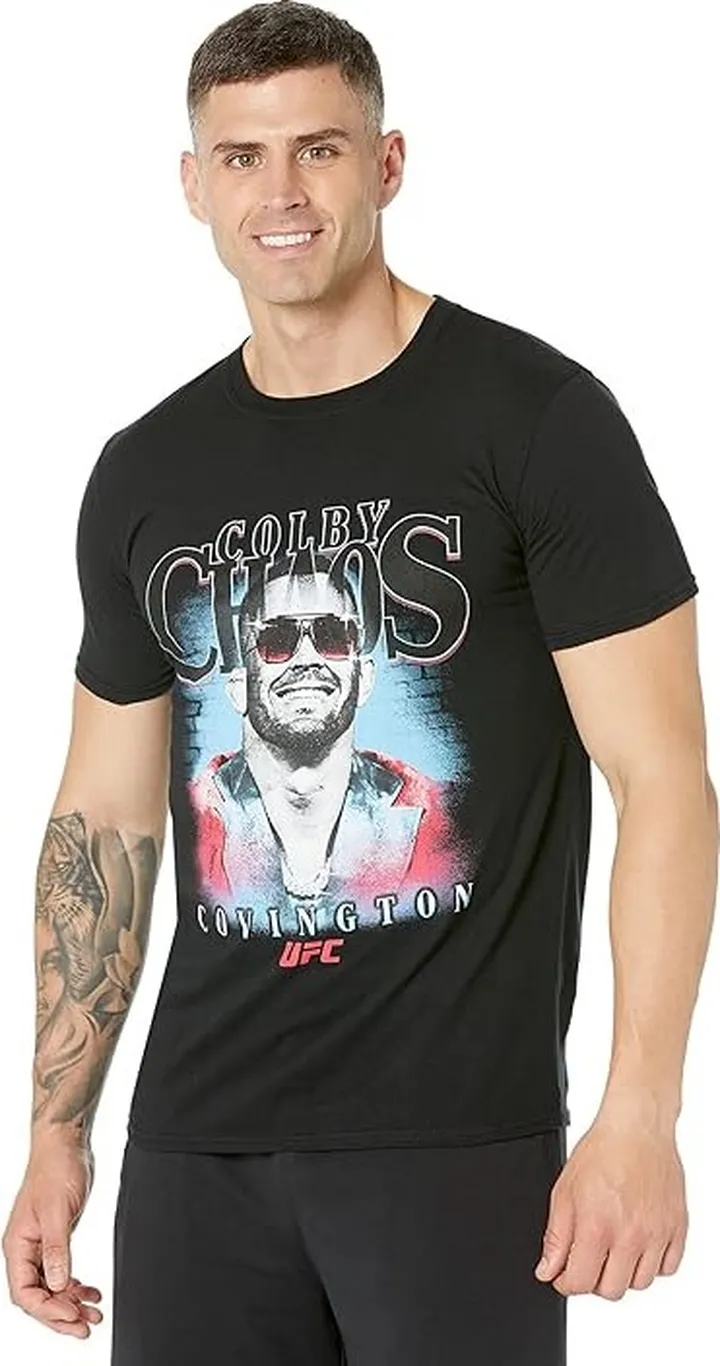 UFC Colby Covington Star Vintage Tee (Black) Men's T Shirt