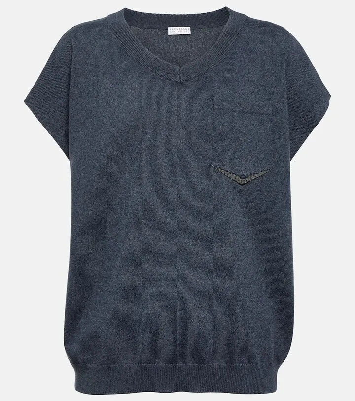 Embellished cashmere top