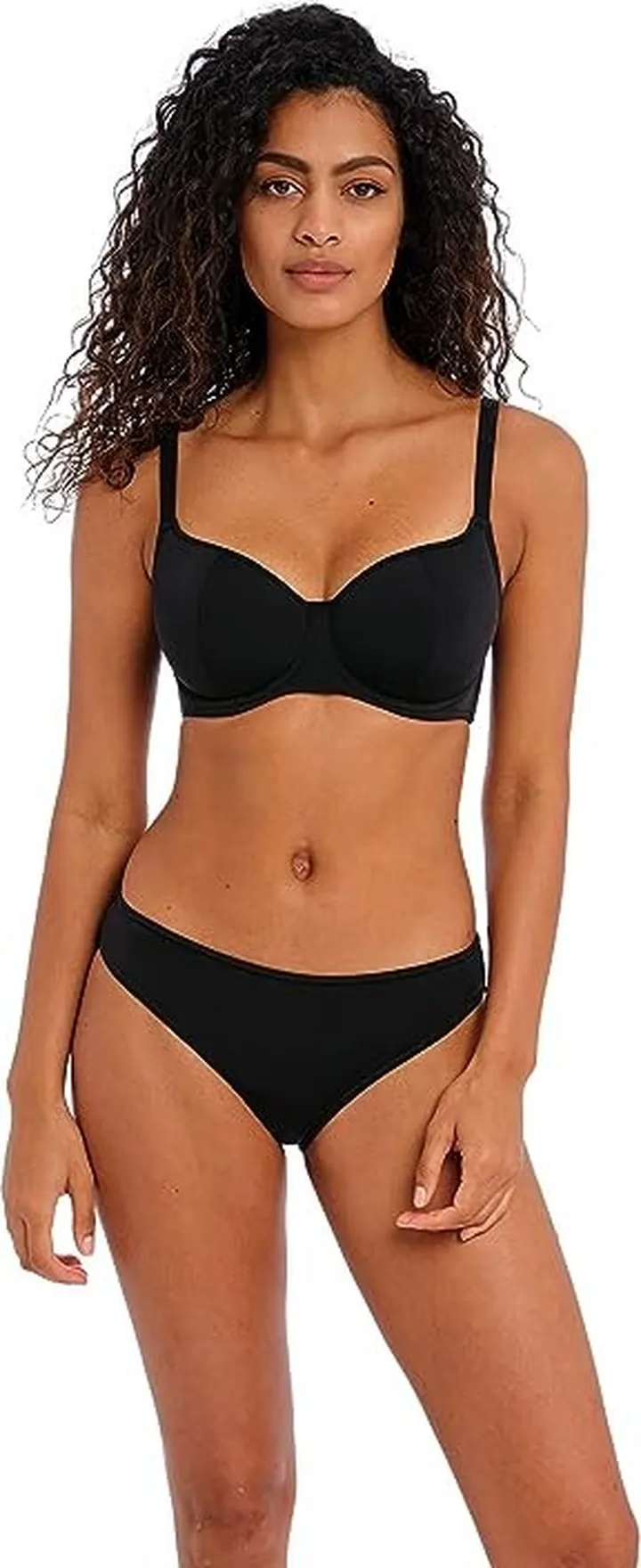 FREYA Jewel Cove Underwire Sweetheart Bikini Top (Plain Black) Women's Swimwear