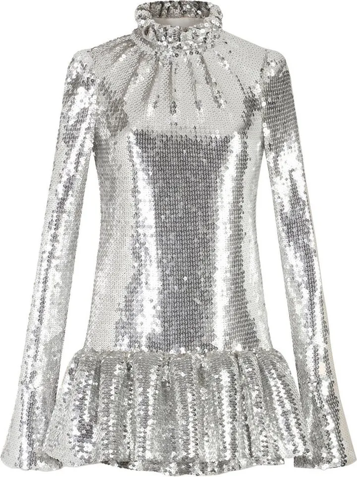 Silver-Tone Sequin Embellished Dress