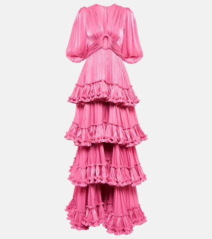 Plisse tiered gown